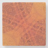 aanvaarding | Rode Sinaasappel Gele Boho Medallion Stenen Onderzetter (Voorkant)