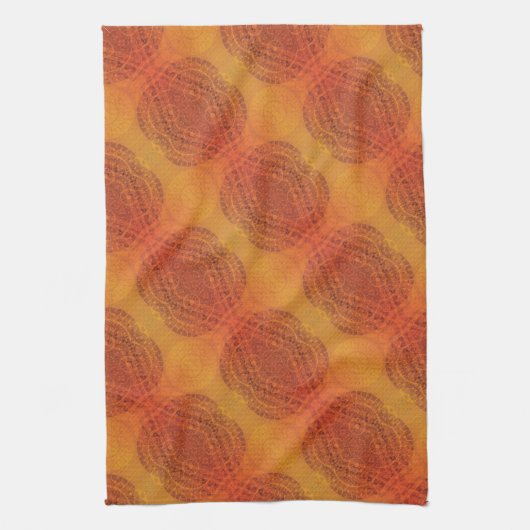 aanvaarding | Rode Sinaasappel Gele Boho Medallion Theedoek (Verticaal)