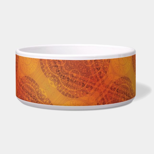 aanvaarding | Rode Sinaasappel Gele Boho Medallion Voerbakje (Voorkant)