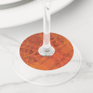 aanvaarding   Rode Sinaasappel Gele Boho Medallion Wijnglaslabel