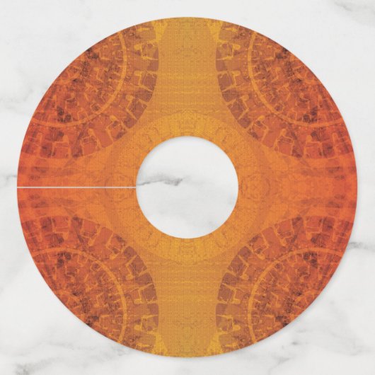 aanvaarding | Rode Sinaasappel Gele Boho Medallion Wijnglaslabel (Achterkant)