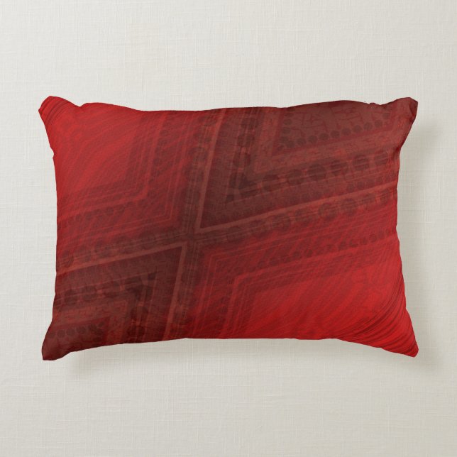 aanvaarding | rood eclectisch boho-patroon accent kussen (Voorkant)