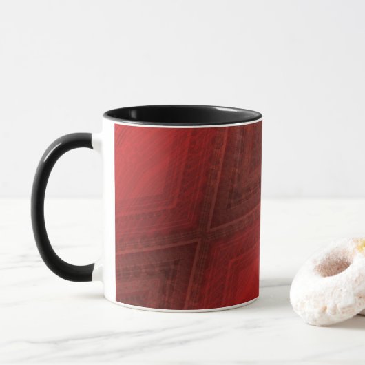 aanvaarding | rood eclectisch boho-patroon mok (Met donut)
