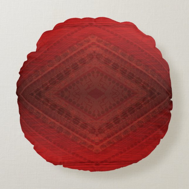 aanvaarding | rood eclectisch boho-patroon rond kussen (Voorkant)