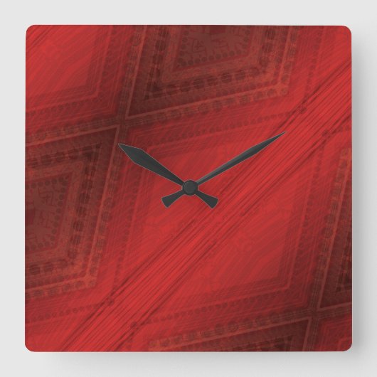 aanvaarding | rood eclectisch boho-patroon vierkante klok (Voorkant)