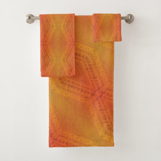 aanvaarding | Rood Oranje geel Shibori-patroon Bad Handdoek (Insitu)