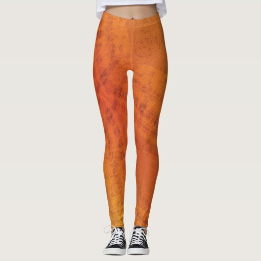 aanvaarding | Rood Oranje geel Shibori-patroon Leggings (Voorkant)
