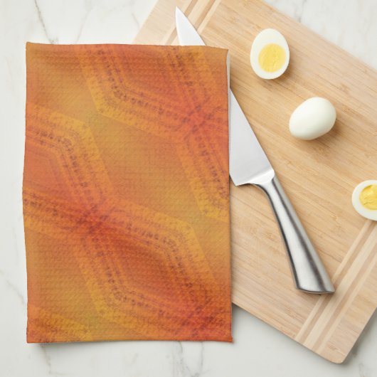 aanvaarding | Rood Oranje geel Shibori-patroon Theedoek (Quarter Fold)