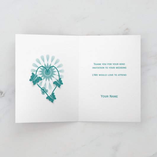 Aanvaarding van de bruiloft Dank u kaart Blauwgroe (Binnen)