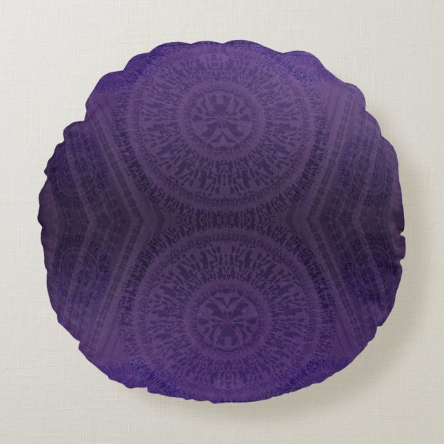 aanvaarding | Violet Medallions Meditatie Rond Kussen (Voorkant)