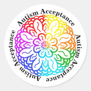 Aanvaarding voor autisme neurodiversity Rainbow Ronde Sticker