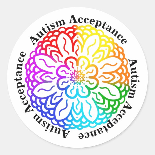 Aanvaarding voor autisme neurodiversity Rainbow Ronde Sticker (Voorkant)