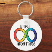 Aanvaarding voor autisme neurodiversity Rainbow Sleutelhanger (Achterkant)