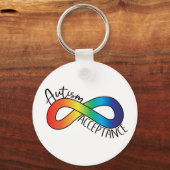 Aanvaarding voor autisme neurodiversity Rainbow Sleutelhanger (Voorkant)