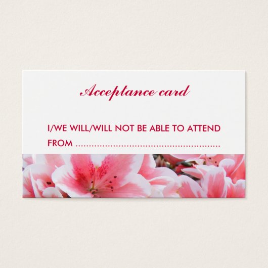 Aanvaarding voor bruiloft visitekaartje (Voorkant)