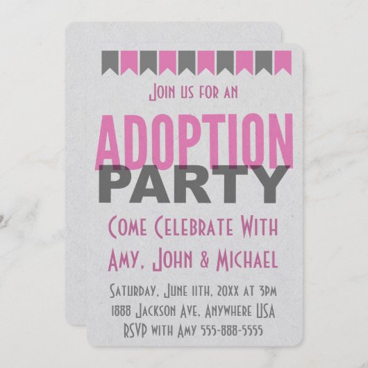 Aanvaardingspartij roze moderne aankondigingen (Voorkant / Achterkant)