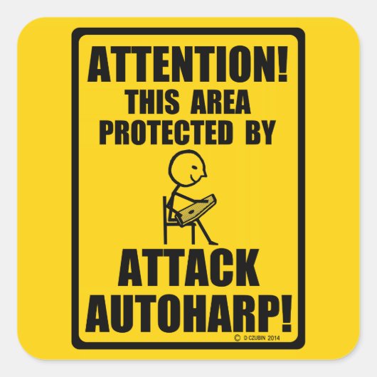 Aanval Autoharp Vierkante Sticker (Voorkant)
