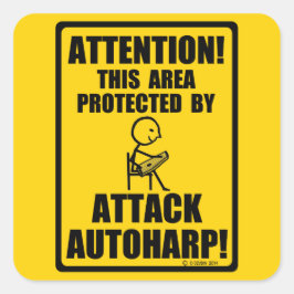 Aanval Autoharp Vierkante Sticker