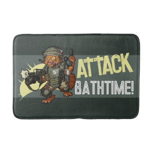 Aanval badtijd! Sci-fi Marine Ginger Cat Cartoon Badmat