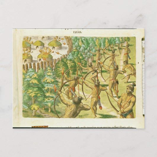 Aanval op een Indiaas dorp Briefkaart (Voorkant)