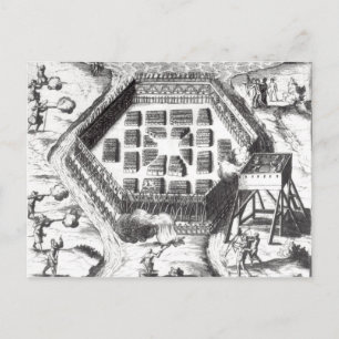 Aanval op een Iroquois dorp Briefkaart