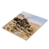 “Aanval op een wagenkonvooi” door Charles M Russel Tegeltje (Zijkant)