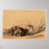 Aanval op het Grizzly Beer, 1844 George Catlin Poster (Voorkant)