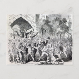 Aanval op het werkhuis in Stockholm in 1842 Briefkaart