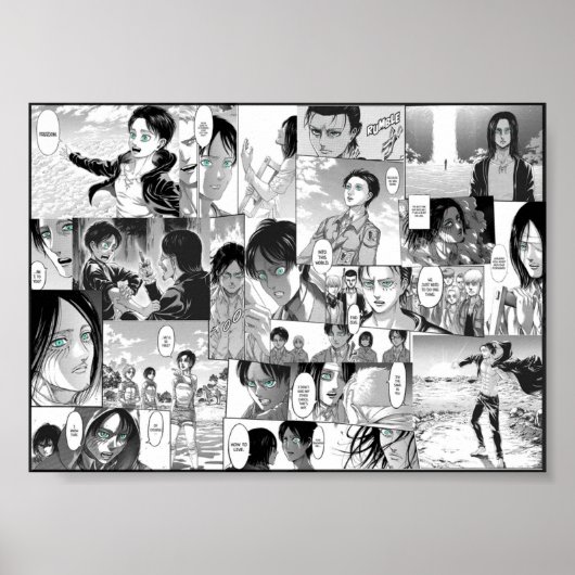 Aanval op Titan Eren Yeager Manga Collage Poster (Voorkant)