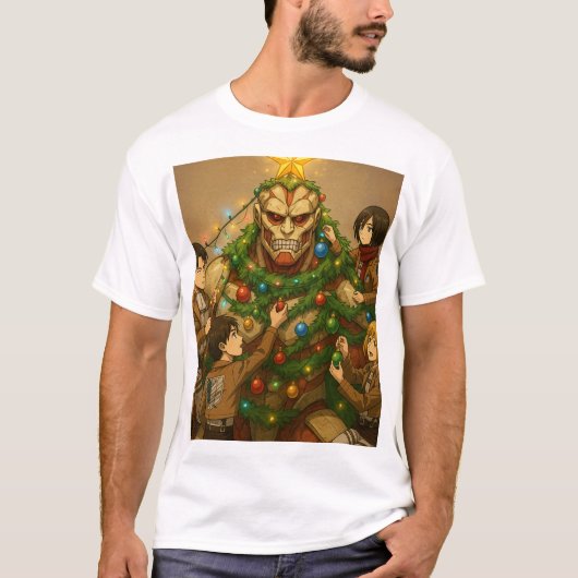 Aanval op Titan Kerstmis T-shirt (Voorkant)