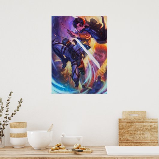 Aanval op titan Levi Poster (Keuken)