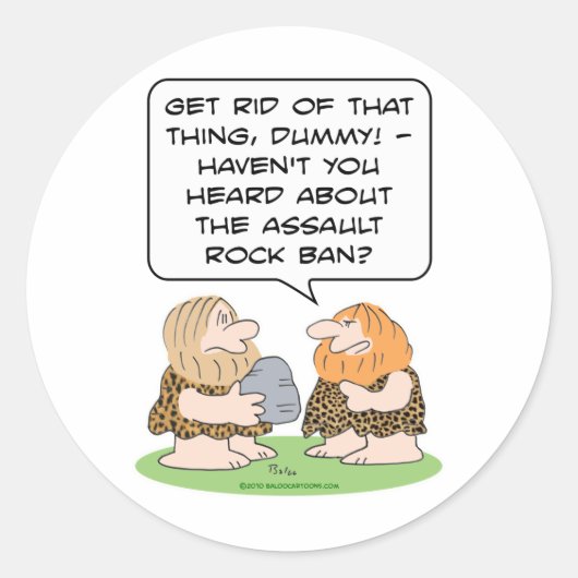 Aanval Rock Ban Geweer Caveman Cavemen pistool Con Ronde Sticker (Voorkant)
