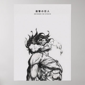 Aanval Titan Figuur Donkere Anime Lijn Kunst Poster