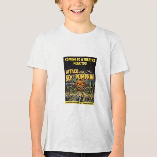 Aanval van de 50ft pompoen Tri-Blend shirt (Voorkant)