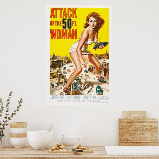 Aanval van de 50ft-speelfilm Art Retro van 1958 Poster (Keuken)