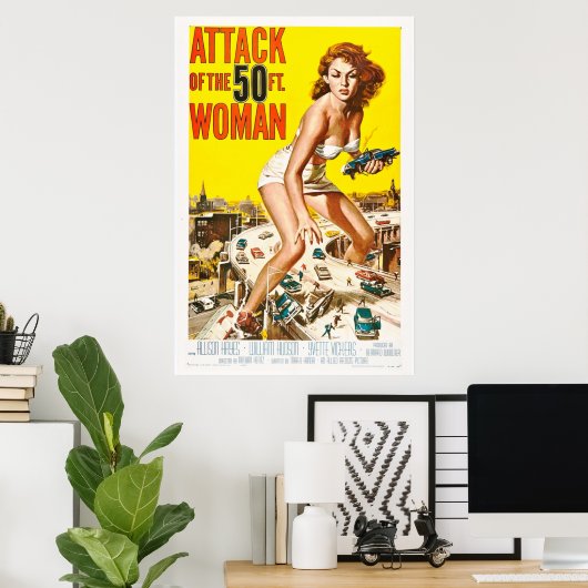 Aanval van de 50ft-speelfilm Art Retro van 1958 Poster (Thuiskantoor)