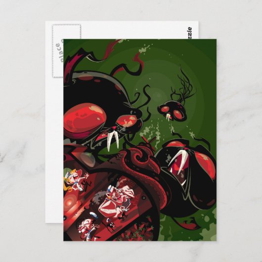 aanval van de octobunny briefkaart (Voorkant / Achterkant)