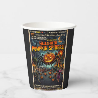 Aanval van de Pompoenspinnen Vintage Horror Kunst Papieren Bekers