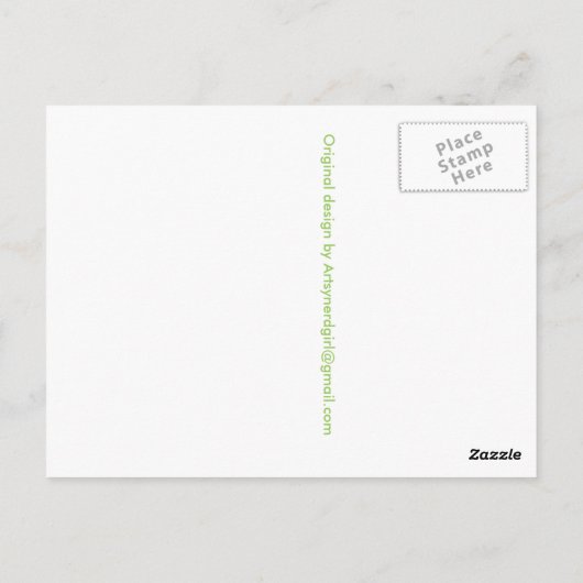 "Aanval van de tuingnomen" Briefkaart (Achterkant)