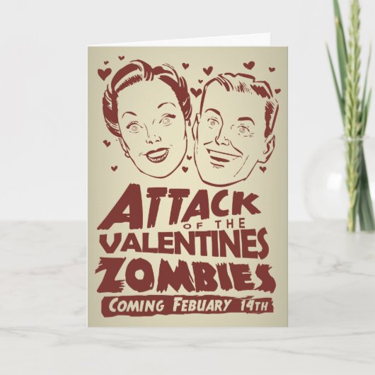 Aanval van de Valentijnse Zombieën Feestdagen Kaart (Voorkant)