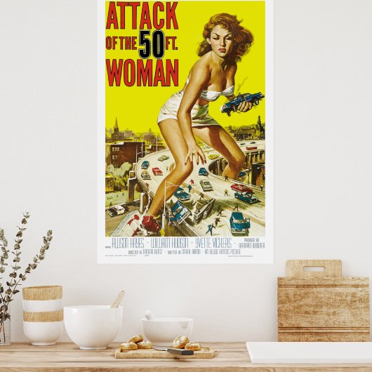 Aanval van de vrouw van 50 ft poster (Keuken)