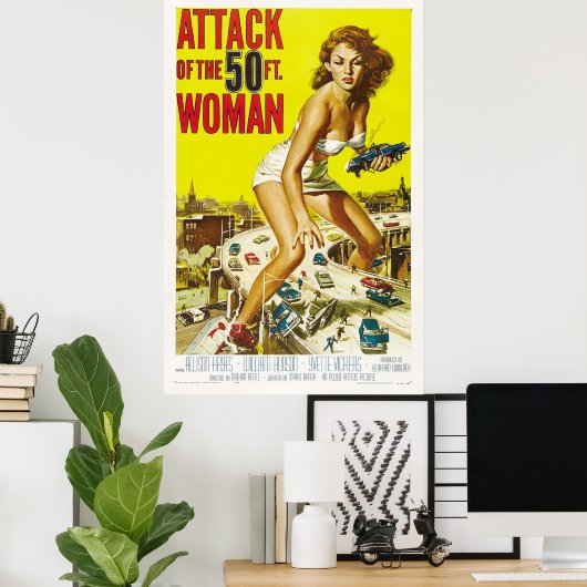 Aanval van de vrouwen van 50 meter poster (Thuiskantoor)