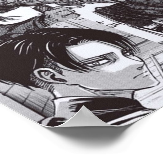 Aanval van Levi Ackerman op het Titan-landschap Poster (Hoek)