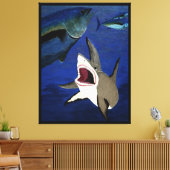 Aanval van witte tonijn canvas afdruk (Insitu (Woonkamer))