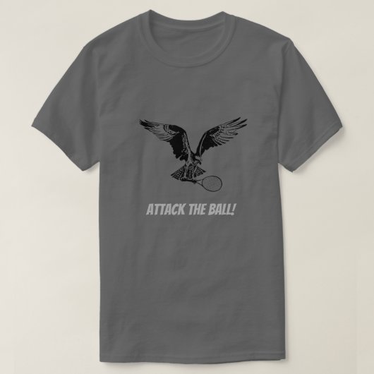 Aanvallen op de bal! Tennis Hawk T-shirt (Design voorkant)