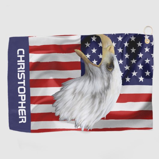Aanvallen op Eagle, de Amerikaanse vlag, patriotti Golfhanddoek (Horizontaal)