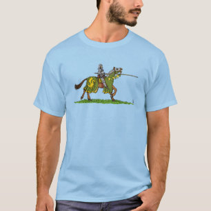 Aanvallende middeleeuwse ridder t-shirt