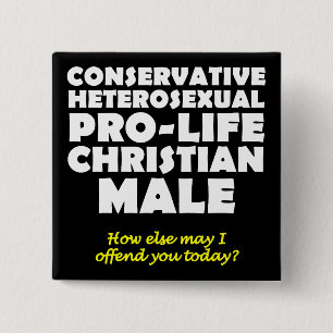 Aanvallende pro-life mannelijke christelijke knoop vierkante button 5,1 cm
