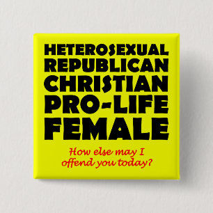 Aanvallende Republikeinse Vrouwelijke Christelijke Vierkante Button 5,1 Cm