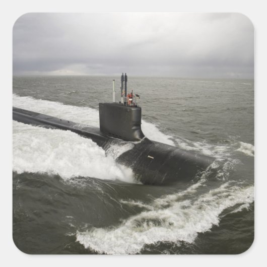 Aanvalsonderzeeër van de klasse Virginia Vierkante Sticker (Voorkant)
